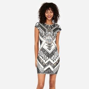 Express short sleeve sequin sheath dress